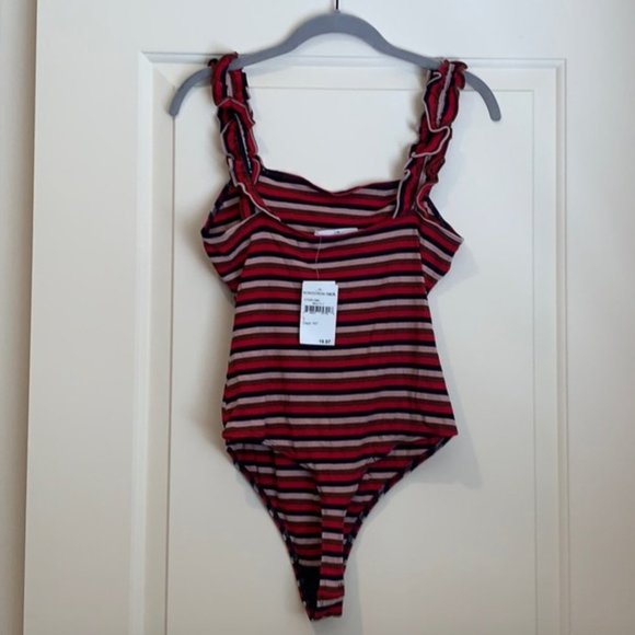 Elodie Striped Ruffle Strap Bodysuit - NWT! - Picture 6 of 7
